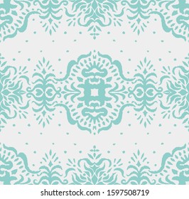 Ikat seamless pattern. Border with snowflakes. Openwork lace. New year Christmas background. Vector tie dye shibori print with stripes and chevron. Ink textured japanese background. Bohemian fashion. 