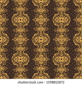 Ikat seamless pattern. Border with snowflakes. Openwork lace. New year Christmas background. Vector tie dye shibori print with stripes and chevron. Ink textured japanese background. Bohemian fashion. 