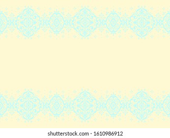 Ikat seamless pattern. Border with snowflakes. Openwork lace. New year Christmas background. Vector tie dye shibori print with stripes and chevron. Ink textured japanese background. Bohemian fashion. 