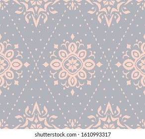 Ikat seamless pattern. Border with snowflakes. Openwork lace. New year Christmas background. Vector tie dye shibori print with stripes and chevron. Ink textured japanese background. Bohemian fashion. 
