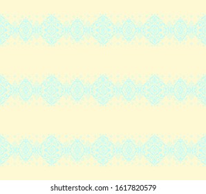 Ikat seamless pattern. Border with snowflakes. Openwork lace. New year Christmas background. Vector tie dye shibori print with stripes and chevron. Ink textured japanese background. Bohemian fashion. 