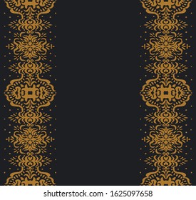 Ikat seamless pattern. Border with snowflakes. Openwork lace. New year Christmas background. Vector tie dye shibori print with stripes and chevron. Ink textured japanese background. Bohemian fashion. 
