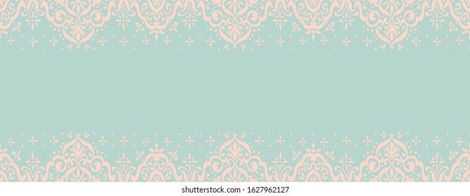 Ikat seamless pattern. Border with snowflakes. Openwork lace. New year Christmas background. Vector tie dye shibori print with stripes and chevron. Ink textured japanese background. Bohemian fashion. 