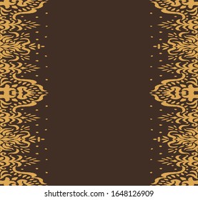 Ikat seamless pattern. Border with snowflakes. Openwork lace. New year Christmas background. Vector tie dye shibori print with stripes and chevron. Ink textured japanese background. Bohemian fashion. 
