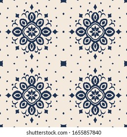 Patrón transparente. Borde con copos de nieve. Lugar de apertura. Antecedentes de Navidad de Año Nuevo. Impresión shibori de tinte vectorial con rayas y chevron. Tinta texturada de fondo japonesa. Moda bohemia. 