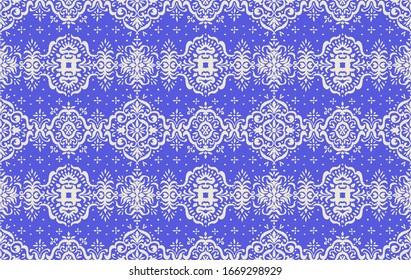  Patrón transparente. Borde con copos de nieve. Lugar de apertura. Antecedentes de Navidad de Año Nuevo. Impresión shibori de tinte vectorial con rayas y chevron. Tinta texturada de fondo japonesa. Moda bohemia. 