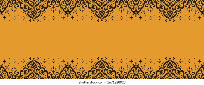 Patrón transparente. Borde con copos de nieve. Lugar de apertura. Antecedentes de Navidad de Año Nuevo. Impresión shibori de tinte vectorial con rayas y chevron. Tinta texturada de fondo japonesa. Moda bohemia. 