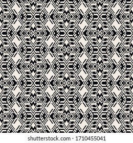 Ikat seamless pattern. Border with snowflakes. Openwork lace. New year Christmas background. Vector tie dye shibori print with stripes and chevron. Ink textured japanese background. Bohemian fashion. 