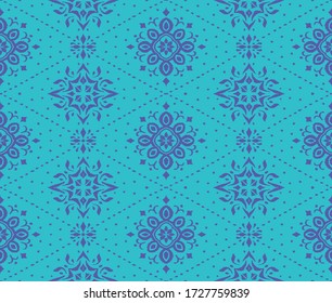 Ikat seamless pattern. Border with snowflakes. Openwork lace. New year Christmas background. Vector tie dye shibori print with stripes and chevron. Ink textured japanese background. Bohemian fashion. 