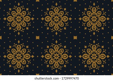 Patrón ininterrumpido de Ikat. Borde con copos de nieve. Lugar de apertura. Antecedentes de Navidad de Año Nuevo. Huella shibori de tinte vectorial con rayas y chevron. La tinta textura el fondo japonés. Moda bohemia. 
