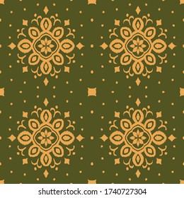 Ikat seamless pattern. Border with snowflakes. Openwork lace. New year Christmas background. Vector tie dye shibori print with stripes and chevron. Ink textured japanese background. Bohemian fashion. 