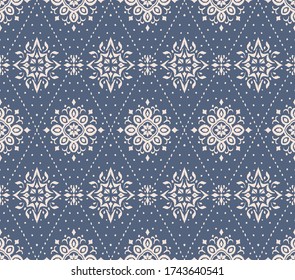 Patrón ininterrumpido de Ikat. Borde con copos de nieve. Lugar de apertura. Antecedentes de Navidad de Año Nuevo. Huella shibori de tinte vectorial con rayas y chevron. La tinta textura el fondo japonés. Moda bohemia. 