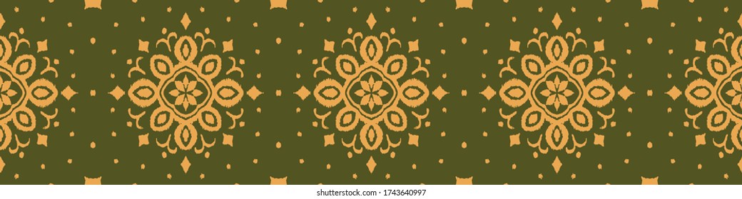 Patrón ininterrumpido de Ikat. Borde con copos de nieve. Lugar de apertura. Antecedentes de Navidad de Año Nuevo. Huella shibori de tinte vectorial con rayas y chevron. La tinta textura el fondo japonés. Moda bohemia. 