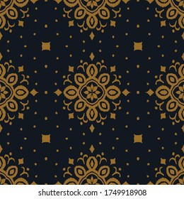 Ikat seamless pattern. Border with snowflakes. Openwork lace. New year Christmas background. Vector tie dye shibori print with stripes and chevron. Ink textured japanese background. Bohemian fashion. 