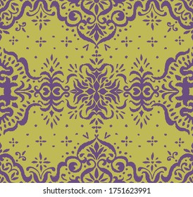Ikat seamless pattern. Border with snowflakes. Openwork lace. New year Christmas background. Vector tie dye shibori print with stripes and chevron. Ink textured japanese background. Bohemian fashion. 