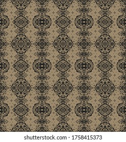 Ikat seamless pattern. Border with snowflakes. Openwork lace. New year Christmas background. Vector tie dye shibori print with stripes and chevron. Ink textured japanese background. Bohemian fashion. 