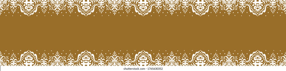 Ikat seamless pattern. Border with snowflakes. Openwork lace. New year Christmas background. Vector tie dye shibori print with stripes and chevron. Ink textured japanese background. Bohemian fashion. 