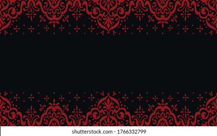 Ikat seamless pattern. Border with snowflakes. Openwork lace. New year Christmas background. Vector tie dye shibori print with stripes and chevron. Ink textured japanese background. Bohemian fashion. 