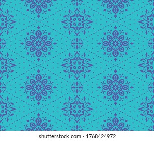 Patrón ininterrumpido de Ikat. Borde con copos de nieve. Lugar de apertura. Antecedentes de Navidad de Año Nuevo. Huella shibori de tinte vectorial con rayas y chevron. La tinta textura el fondo japonés. Moda bohemia. 
