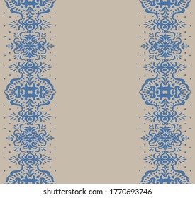 Patrón ininterrumpido de Ikat. Borde con copos de nieve. Lugar de apertura. Antecedentes de Navidad de Año Nuevo. Huella shibori de tinte vectorial con rayas y chevron. La tinta textura el fondo japonés. Moda bohemia. 