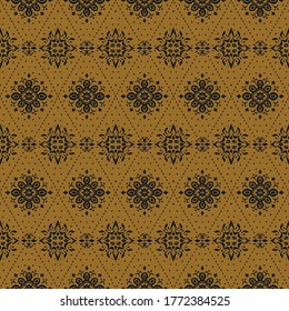 Ikat seamless pattern. Border with snowflakes. Openwork lace. New year Christmas background. Vector tie dye shibori print with stripes and chevron. Ink textured japanese background. Bohemian fashion. 