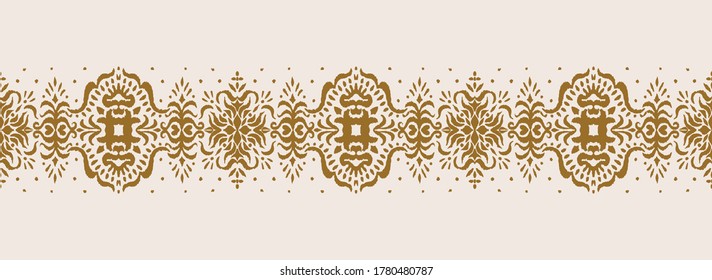 Patrón ininterrumpido de Ikat. Borde con copos de nieve. Lugar de apertura. Antecedentes de Navidad de Año Nuevo. Huella shibori de tinte vectorial con rayas y chevron. La tinta textura el fondo japonés. Moda bohemia. 