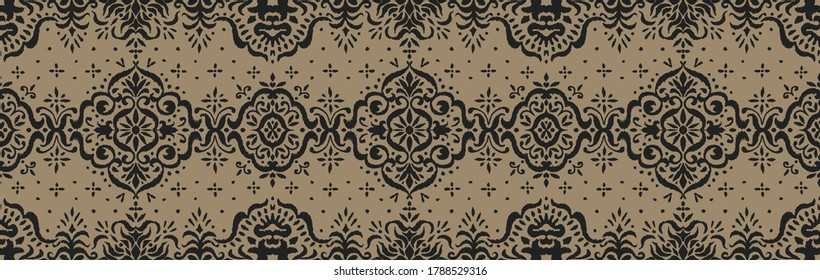 Patrón ininterrumpido de Ikat. Borde con copos de nieve. Lugar de apertura. Antecedentes de Navidad de Año Nuevo. Huella shibori de tinte vectorial con rayas y chevron. La tinta textura el fondo japonés. Moda bohemia. 