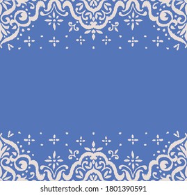 Patrón ininterrumpido de Ikat. Borde con copos de nieve. Lugar de apertura. Antecedentes de Navidad de Año Nuevo. Huella shibori de tinte vectorial con rayas y chevron. La tinta textura el fondo japonés. Moda bohemia. 