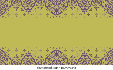 Ikat seamless pattern. Border with snowflakes. Openwork lace. New year Christmas background. Vector tie dye shibori print with stripes and chevron. Ink textured japanese background. Bohemian fashion. 