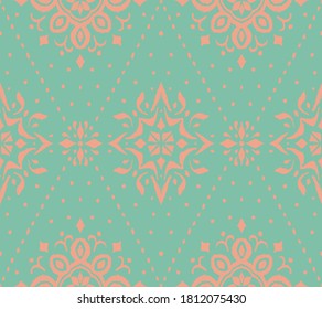 Ikat seamless pattern. Border with snowflakes. Openwork lace. New year Christmas background. Vector tie dye shibori print with stripes and chevron. Ink textured japanese background. Bohemian fashion. 