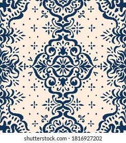 Ikat seamless pattern. Border with snowflakes. Openwork lace. New year Christmas background. Vector tie dye shibori print with stripes and chevron. Ink textured japanese background. Bohemian fashion. 