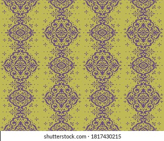 Ikat nahtloses Muster. Grenze mit Schneeflocken. Arbeitstisch. Neues Jahr Weihnachten Hintergrund. Vektorbinde Farbe Shibori Druck mit Streifen und Chevron. Tintenfisch strukturierter japanischer Hintergrund. Böhmische Mode. 