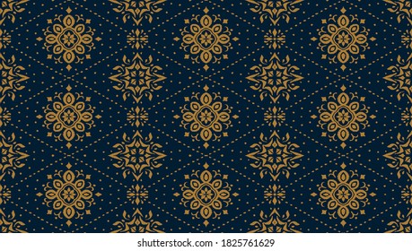 Patrón ininterrumpido de Ikat. Borde con copos de nieve. Lugar de apertura. Antecedentes de Navidad de Año Nuevo. Huella shibori de tinte vectorial con rayas y chevron. La tinta textura el fondo japonés. Moda bohemia. 