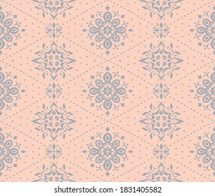 Ikat seamless pattern. Border with snowflakes. Openwork lace. New year Christmas background. Vector tie dye shibori print with stripes and chevron. Ink textured japanese background. Bohemian fashion. 
