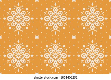Patrón ininterrumpido de Ikat. Borde con copos de nieve. Lugar de apertura. Antecedentes de Navidad de Año Nuevo. Huella shibori de tinte vectorial con rayas y chevron. La tinta textura el fondo japonés. Moda bohemia. 