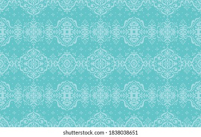 Ikat nahtloses Muster. Grenze mit Schneeflocken. Arbeitstisch. Neues Jahr Weihnachten Hintergrund. Vektorbinde Farbe Shibori Druck mit Streifen und Chevron. Tintenfisch strukturierter japanischer Hintergrund. Böhmische Mode. 