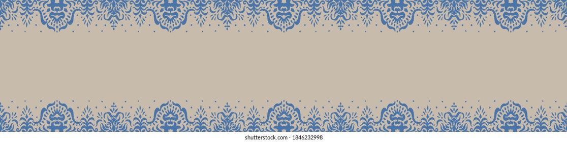Patrón ininterrumpido de Ikat. Borde con copos de nieve. Lugar de apertura. Antecedentes de Navidad de Año Nuevo. Huella shibori de tinte vectorial con rayas y chevron. La tinta textura el fondo japonés. Moda bohemia. 