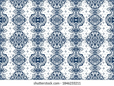 Patrón ininterrumpido de Ikat. Borde con copos de nieve. Lugar de apertura. Antecedentes de Navidad de Año Nuevo. Huella shibori de tinte vectorial con rayas y chevron. La tinta textura el fondo japonés. Moda bohemia. 