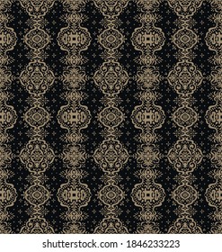 Ikat seamless pattern. Border with snowflakes. Openwork lace. New year Christmas background. Vector tie dye shibori print with stripes and chevron. Ink textured japanese background. Bohemian fashion. 