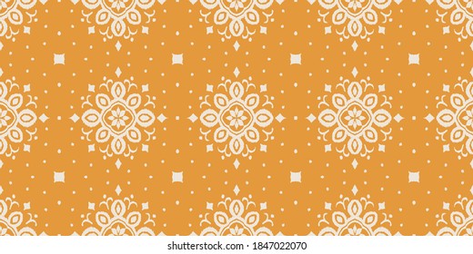 Ikat seamless pattern. Border with snowflakes. Openwork lace. New year Christmas background. Vector tie dye shibori print with stripes and chevron. Ink textured japanese background. Bohemian fashion. 