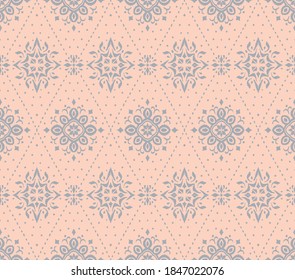 Ikat seamless pattern. Border with snowflakes. Openwork lace. New year Christmas background. Vector tie dye shibori print with stripes and chevron. Ink textured japanese background. Bohemian fashion. 