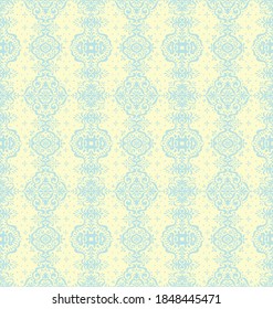 Ikat seamless pattern. Border with snowflakes. Openwork lace. New year Christmas background. Vector tie dye shibori print with stripes and chevron. Ink textured japanese background. Bohemian fashion. 