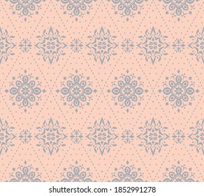 Ikat seamless pattern. Border with snowflakes. Openwork lace. New year Christmas background. Vector tie dye shibori print with stripes and chevron. Ink textured japanese background. Bohemian fashion. 