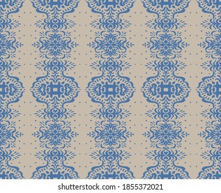 Ikat seamless pattern. Border with snowflakes. Openwork lace. New year Christmas background. Vector tie dye shibori print with stripes and chevron. Ink textured japanese background. Bohemian fashion. 