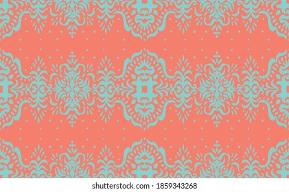 Ikat seamless pattern. Border with snowflakes. Openwork lace. New year Christmas background. Vector tie dye shibori print with stripes and chevron. Ink textured japanese background. Bohemian fashion. 