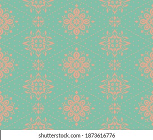 Ikat seamless pattern. Border with snowflakes. Openwork lace. New year Christmas background. Vector tie dye shibori print with stripes and chevron. Ink textured japanese background. Bohemian fashion. 