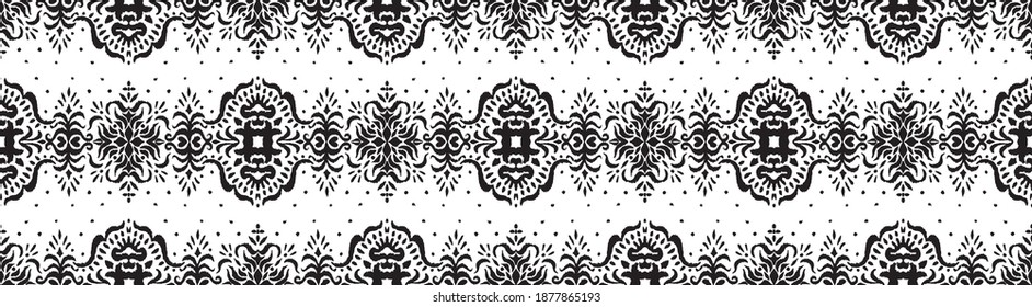 Patrón ininterrumpido de Ikat. Borde con copos de nieve. Lugar de apertura. Antecedentes de Navidad de Año Nuevo. Huella shibori de tinte vectorial con rayas y chevron. La tinta textura el fondo japonés. Moda bohemia. 