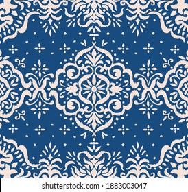 Patrón ininterrumpido de Ikat. Borde con copos de nieve. Lugar de apertura. Antecedentes de Navidad de Año Nuevo. Huella shibori de tinte vectorial con rayas y chevron. La tinta textura el fondo japonés. Moda bohemia. 