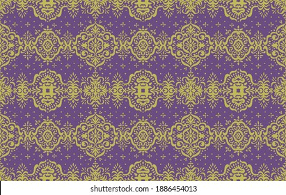 Ikat nahtloses Muster. Grenze mit Schneeflocken. Arbeitstisch. Neues Jahr Weihnachten Hintergrund. Vektorbinde Farbe Shibori Druck mit Streifen und Chevron. Tintenfisch strukturierter japanischer Hintergrund. Böhmische Mode. 