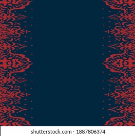 Patrón ininterrumpido de Ikat. Borde con copos de nieve. Lugar de apertura. Antecedentes de Navidad de Año Nuevo. Huella shibori de tinte vectorial con rayas y chevron. La tinta textura el fondo japonés. Moda bohemia. 